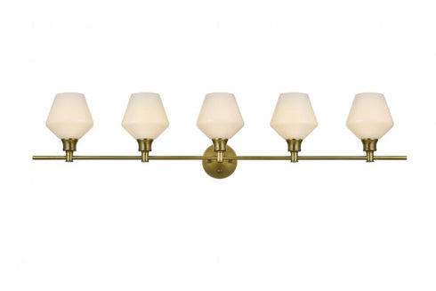 Elegant Lighting 5 Light Gene 5 Light in Satin Gold and Frosted White Glass Wall Sconce Model: LD2325SG