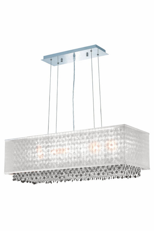 Elegant Lighting 6 Light 1691 Moda Collection Hanging Fixture With Silver Fabric Shade L34 Inch W12 Inch H11 Inch Lt:5 in Chrome Finish (Ro Model: 1691D34C-CL03/RC