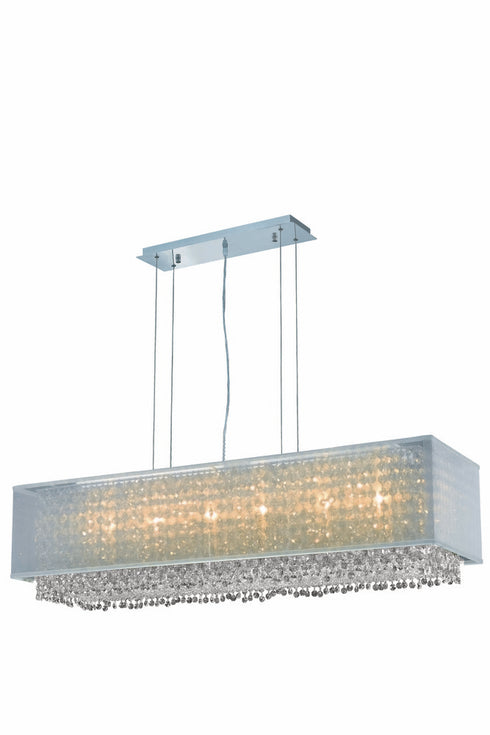 Elegant Lighting 6 Light 1691 Moda Collection Hanging Fixture With Silver Fabric Shade L41 Inch W13 Inch H11 Inch Lt:6 in Chrome Finish (R Model: 1691D41C-CL03/RC