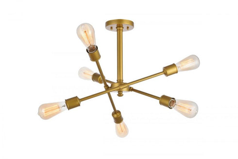 Elegant Lighting 6 Light Axel Collection Flushmount D17.1 H16.6 Lt:6 in Black and Brass Finish Model: LD8003D17BK