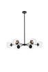 Elegant Lighting 6 Light Briggs 36 inch pendant in black with clear shade in Black and Clear Finish Model: LD642D36BK