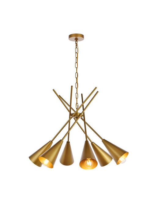 Elegant Lighting 6 Light Casen 32 inch pendant in black Model: LD651D32BK