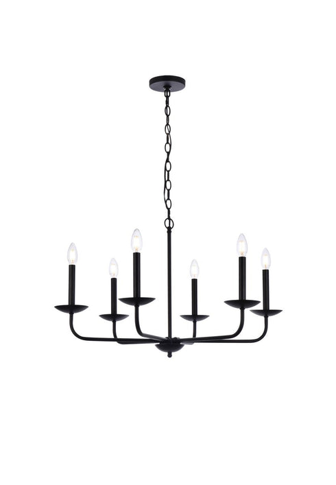 Elegant Lighting 6 Light Cohen 30 inch pendant in black Model: LD812D30BK