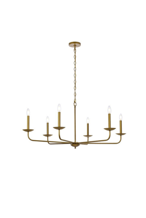Elegant Lighting 6 Light Cohen 42 inch pendant in black Model: LD812D42BK