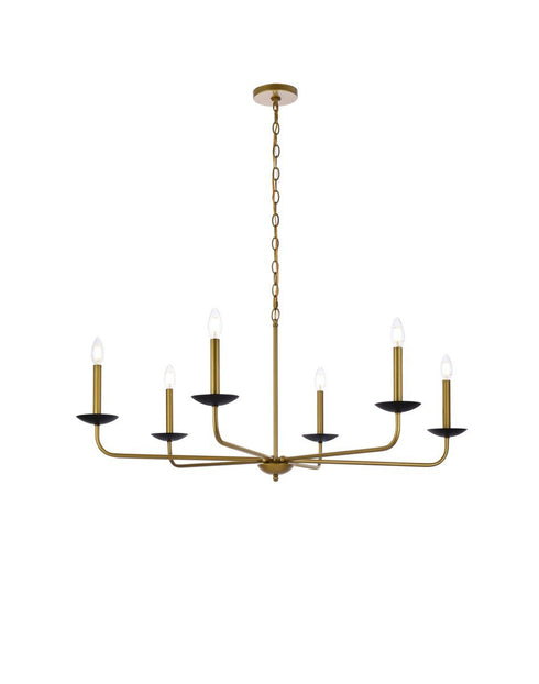 Elegant Lighting 6 Light Cohen 42 inch pendant in black Model: LD812D42BK