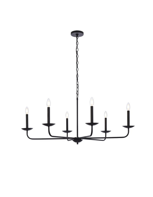 Elegant Lighting 6 Light Cohen 42 inch pendant in black Model: LD812D42BK