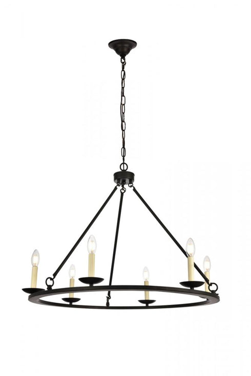 Elegant Lighting 6 Light Maine Collection Chandelier D32.4 H23.25 Lt:6 in Black Finish Model: LD6010D32BK