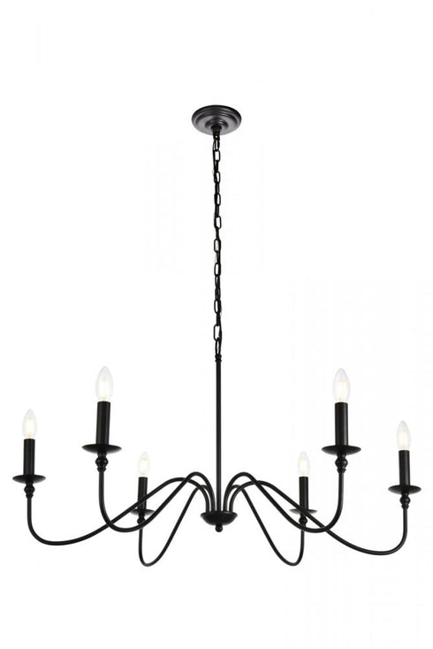 Elegant Lighting 6 Light Rohan Collection Chandelier D36 H19 Lt:6 in Matte Black Finish Model: LD5006D36MB