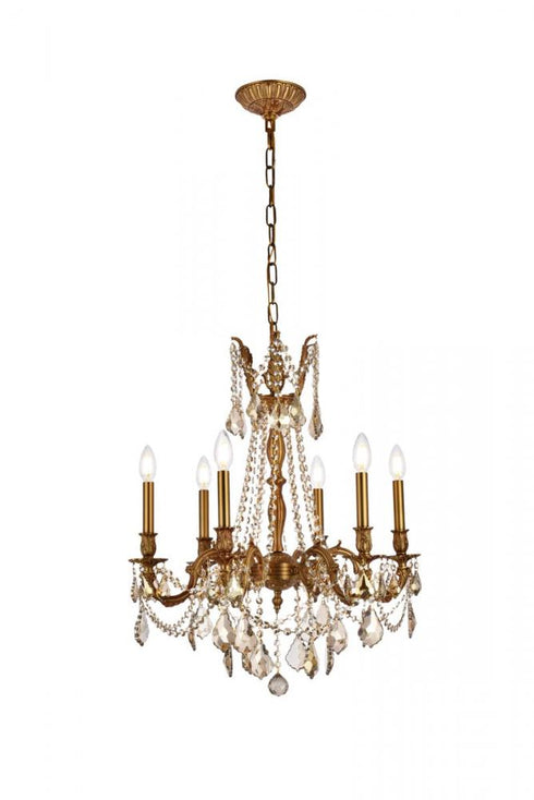 Elegant Lighting 6 Light Rosalia Hang D23 Inch H26 Inch L6 DB G RC in Dark Bronze Finish Model: 9206D23DB-GT/RC