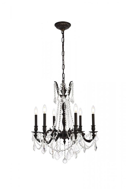Elegant Lighting 6 Light Rosalia Hang D23 Inch H26 Inch L6 DB G RC in Dark Bronze Finish Model: 9206D23DB-GT/RC