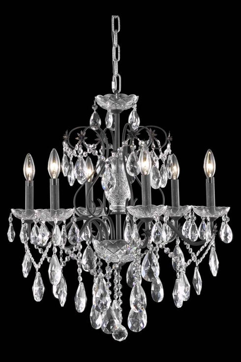 Elegant Lighting 6 Light St. Francis Hang D24 Inch H21 Inch L6 CH RC in Chrome Finish Model: 2016D24C/RC