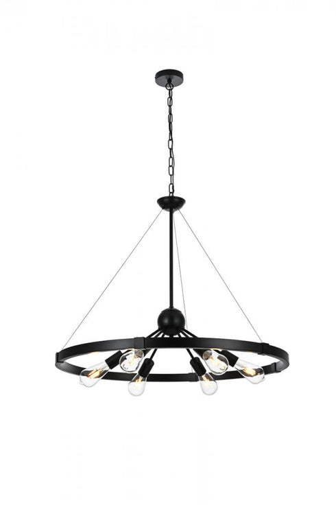 Elegant Lighting 6 Light Thora 32 Inch Pendant Light in Black Model: LD746D32BK