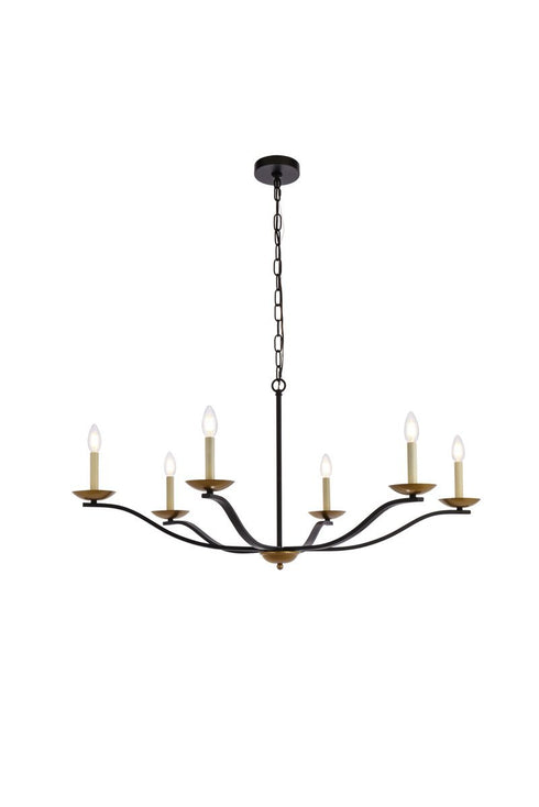 Elegant Lighting 6 Light Trey 36 inch pendant in black Model: LD641D36BK