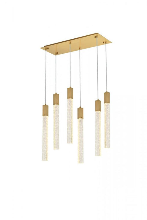 Elegant Lighting 6 Light Weston 6 Lights Pendant In Satin Gold Model: 2066D32SG