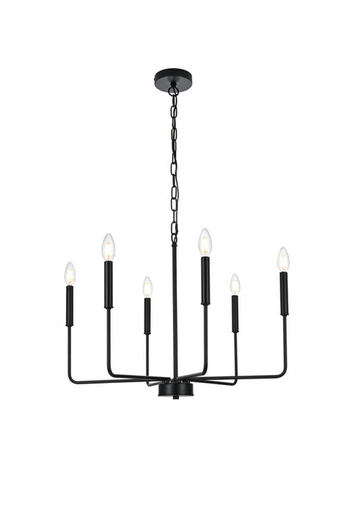 Elegant Lighting 6 Light Willa 26 Inch Pendant Light in Black Model: LD740D26BK