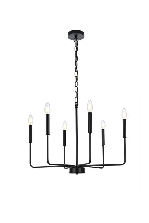 Elegant Lighting 6 Light Willa 26 Inch Pendant Light in Black Model: LD740D26BK