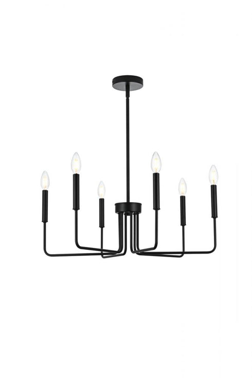 Elegant Lighting 6 Light Willa 26 Inch Pendant Light in Black Model: LD742D26BK