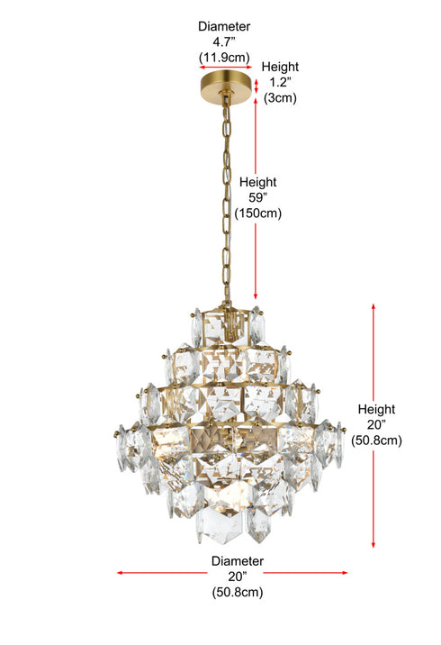 Elegant Lighting Adaline 11 Light Pendant D20 Inch H20 Inch L11 Satin Gold in Satin Gold and Clear Finish Model: 1050G20SG