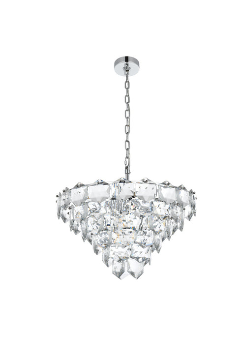 Elegant Lighting Adaline 11 Light Pendant D24 Inch H14 Inch L11 Chrome in Chrome and Clear Finish Model: 1050D24C