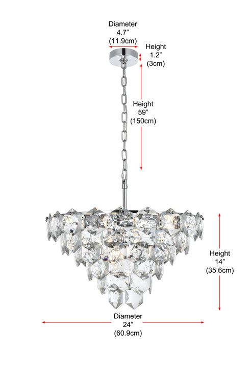 Elegant Lighting Adaline 11 Light Pendant D24 Inch H14 Inch L11 Chrome in Chrome and Clear Finish Model: 1050D24C