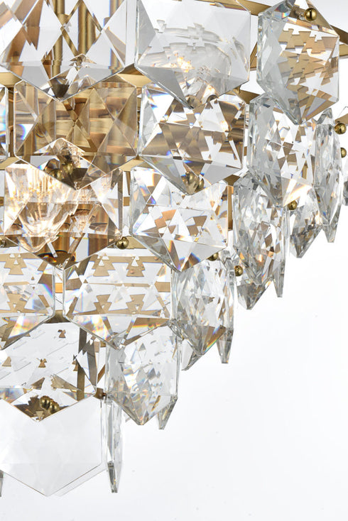 Elegant Lighting Adaline 11 Light Pendant D24 Inch H14 Inch L11 Satin Gold in Satin Gold and Clear Finish Model: 1050D24SG