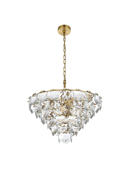 Elegant Lighting Adaline 11 Light Pendant D24 Inch H14 Inch L11 Satin Gold in Satin Gold and Clear Finish Model: 1050D24SG