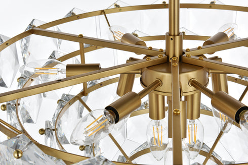 Elegant Lighting Adaline 11 Light Pendant D24 Inch H14 Inch L11 Satin Gold in Satin Gold and Clear Finish Model: 1050D24SG