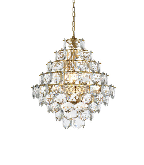 Elegant Lighting Adaline 15 Light Pendant D24 Inch H25 Inch L15 Satin Gold in Satin Gold and Clear Finish Model: 1050G24SG