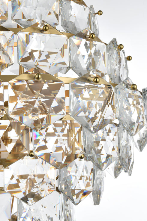 Elegant Lighting Adaline 15 Light Pendant D24 Inch H25 Inch L15 Satin Gold in Satin Gold and Clear Finish Model: 1050G24SG
