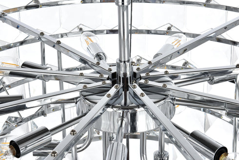 Elegant Lighting Adaline 15 Light Pendant D32 Inch H18 Inch L15 Chrome in Chrome and Clear Finish Model: 1050D32C