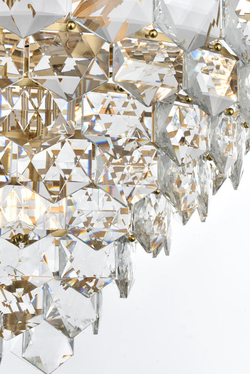 Elegant Lighting Adaline 15 Light Pendant D32 Inch H18 Inch L15 Satin Gold in Satin Gold and Clear Finish Model: 1050D32SG