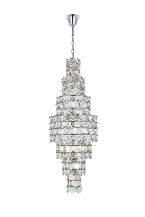 Elegant Lighting Adaline 26 Light Pendant D24 Inch H67 Inch L26 Chrome in Chrome and Clear Finish Model: 1050SR24C