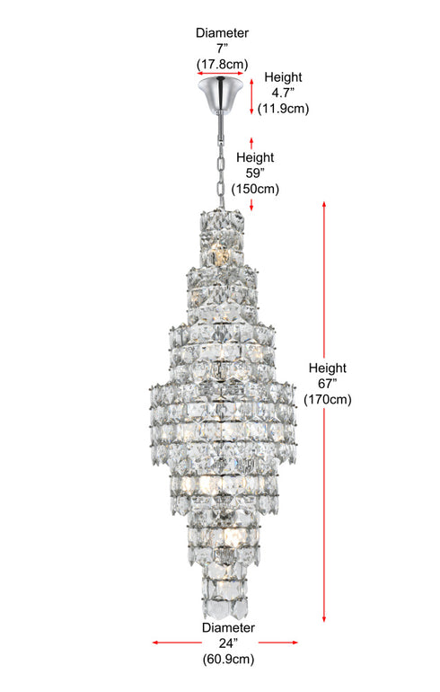 Elegant Lighting Adaline 26 Light Pendant D24 Inch H67 Inch L26 Chrome in Chrome and Clear Finish Model: 1050SR24C