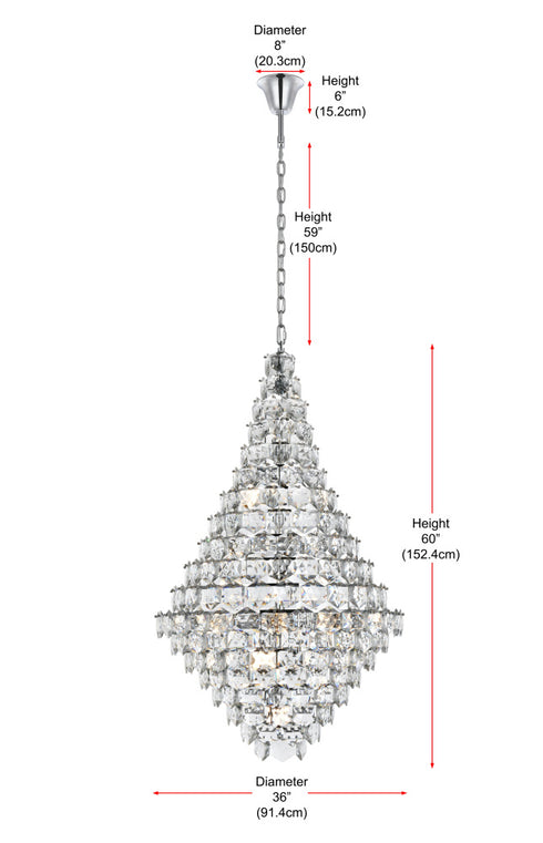 Elegant Lighting Adaline 38 Light Pendant D36 Inch H60 Inch L38 Chrome in Chrome and Clear Finish Model: 1050G36C