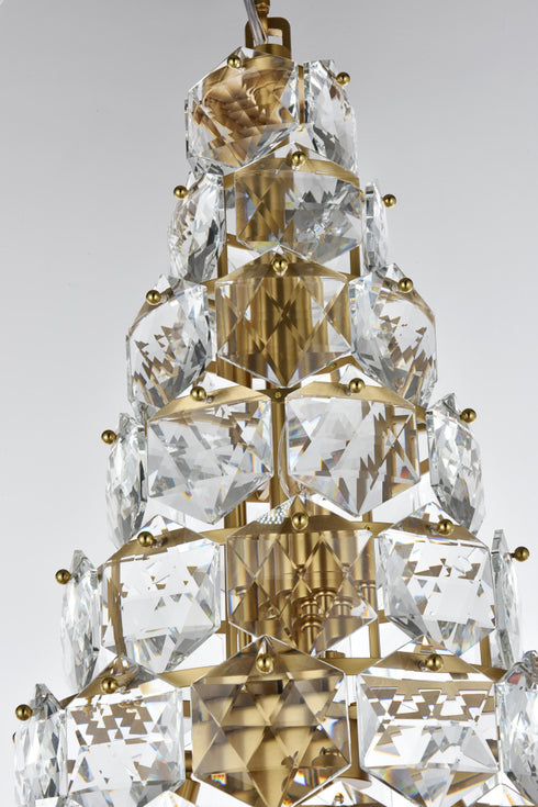 Elegant Lighting Adaline 38 Light Pendant D36 Inch H60 Inch L38 Satin Gold in Satin Gold and Clear Finish Model: 1050G36SG