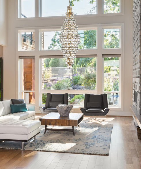 Elegant Lighting Adaline 41 Light Pendant D30 Inch H91 Inch L41 Satin Gold in Satin Gold and Clear Finish Model: 1050SR30SG