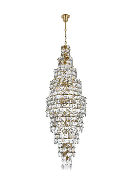 Elegant Lighting Adaline 41 Light Pendant D30 Inch H91 Inch L41 Satin Gold in Satin Gold and Clear Finish Model: 1050SR30SG