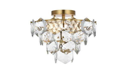 Elegant Lighting Adaline 6 Light Flush Mount D16 Inch H12 Inch L6 Satin Gold in Satin Gold and Clear Finish Model: 1050F16SG
