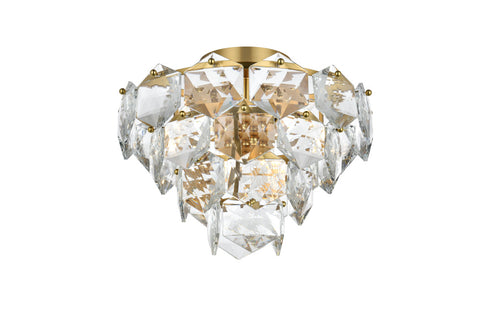 Elegant Lighting Adaline 6 Light Flush Mount D16 Inch H12 Inch L6 Satin Gold in Satin Gold and Clear Finish Model: 1050F16SG