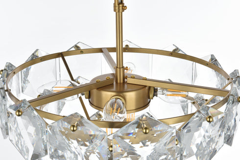 Elegant Lighting Adaline 6 Light Pendant D16 Inch H10 Inch L6 Satin Gold in Satin Gold and Clear Finish Model: 1050D16SG