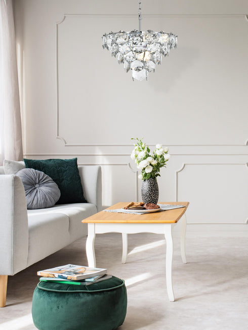 Elegant Lighting Adaline 8 Light Pendant D20 Inch H12 Inch L8 Chrome in Chrome and Clear Finish Model: 1050D20C