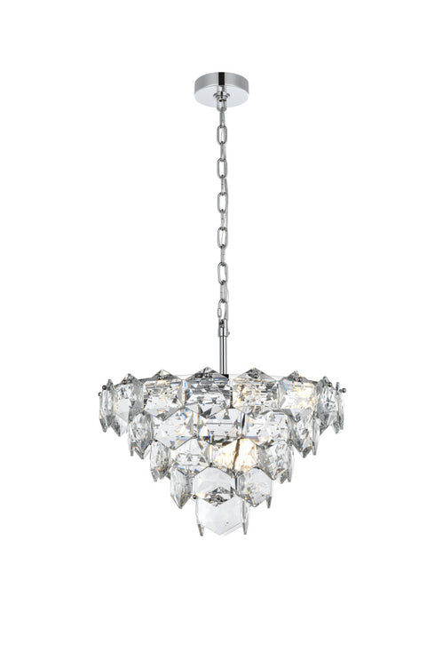 Elegant Lighting Adaline 8 Light Pendant D20 Inch H12 Inch L8 Chrome in Chrome and Clear Finish Model: 1050D20C