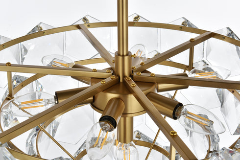 Elegant Lighting Adaline 8 Light Pendant D20 Inch H12 Inch L8 Satin Gold in Satin Gold and Clear Finish Model: 1050D20SG