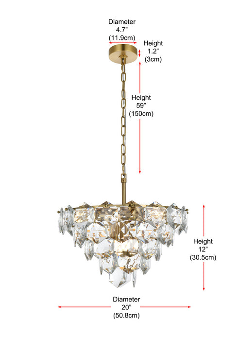 Elegant Lighting Adaline 8 Light Pendant D20 Inch H12 Inch L8 Satin Gold in Satin Gold and Clear Finish Model: 1050D20SG