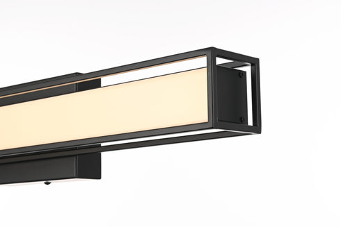 Elegant Lighting Aden 1 Light Wall Sconce L24 Inch E4.5 Inch H4.3 Inch LED 14 Watt 3CCT in Black Model: LD301W24BK