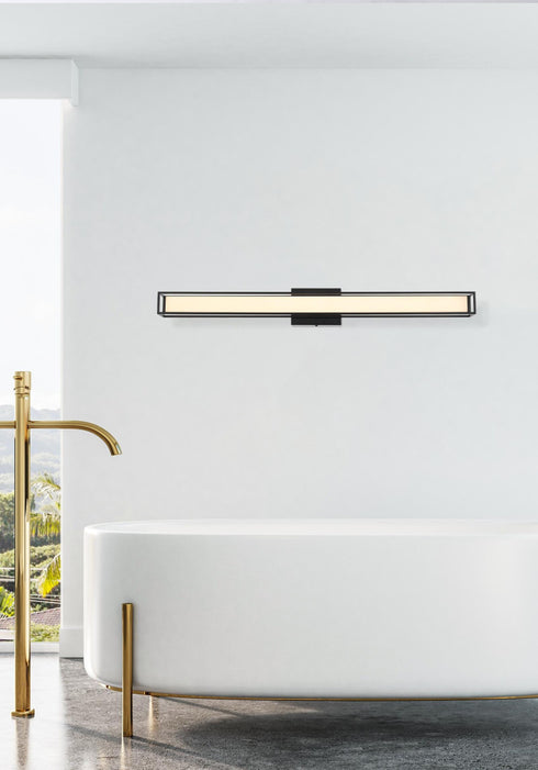 Elegant Lighting Aden 1 Light Wall Sconce L36 Inch E4.5 Inch H4.3 Inch LED 24 Watt 3CCT in Black Model: LD301W36BK