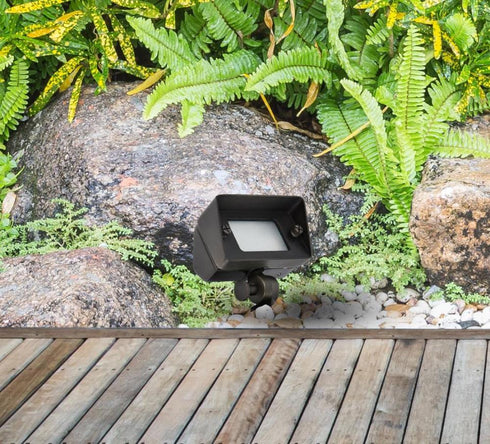 Elegant Lighting Aera Outdoor 12V Cast Brass flood light 2 inch Light x 4 inch W x 6 inch H in Dark Bronze Model: C046-DB