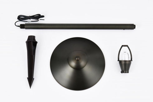 Elegant Lighting Aera Outdoor 12V Cast Brass path light 9 inch Wide x 24 inch High in Dark Bronze Model: P800-DB