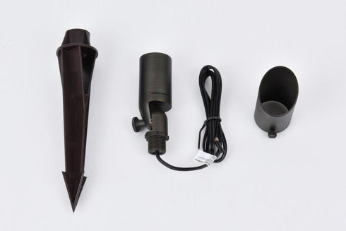 Elegant Lighting Aera Outdoor 12V Cast Brass spot light 1.75 inch Wide x 4.5 inch High in Dark Bronze Model: C050-DB