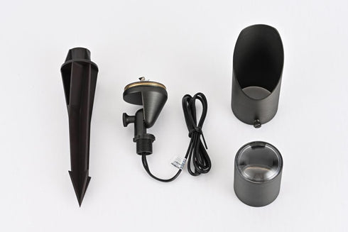 Elegant Lighting Aera Outdoor 12V Cast Brass spot light 2.25 inch Wide x 8 inch High in Dark Bronze Model: C049-DB